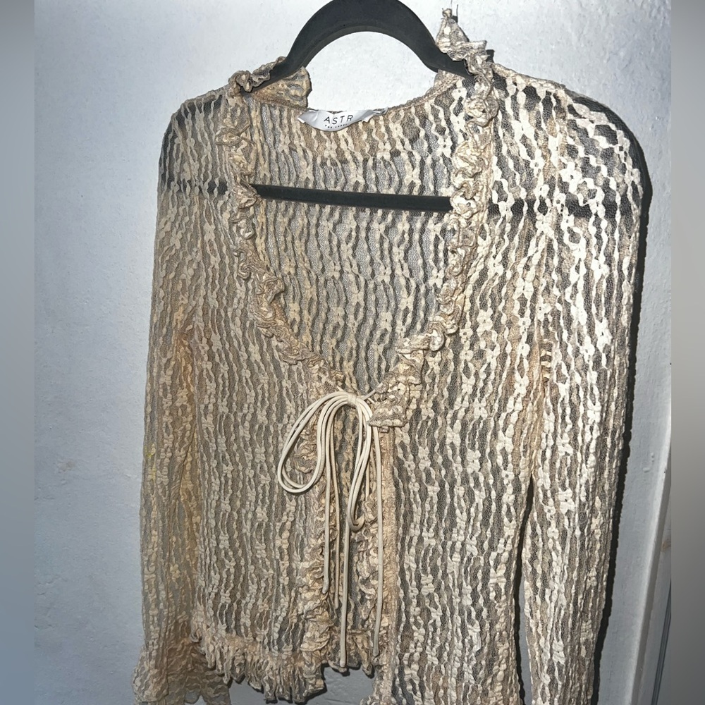 Lace top with tie front
